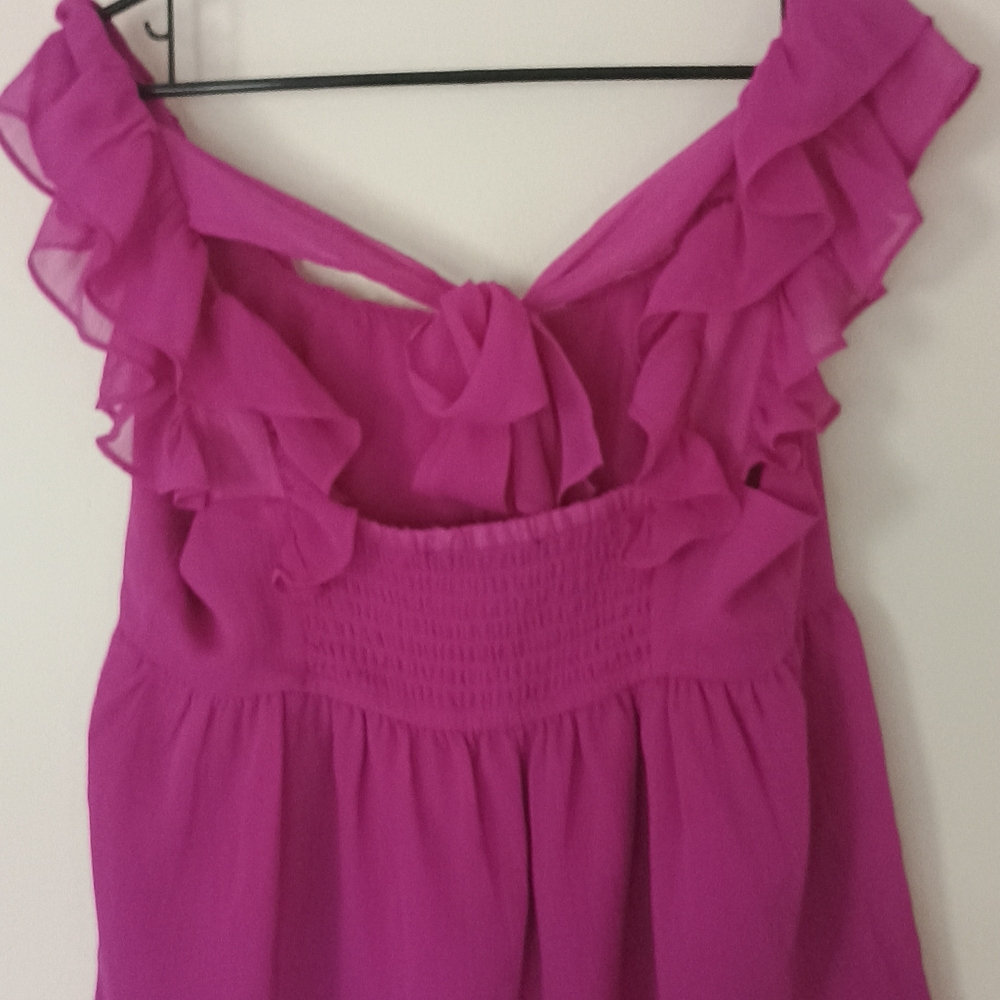 NWOT Banana Republic Magenta Pink Crepe Ruffled flutter Women's Summer Top - Picture 6 of 8